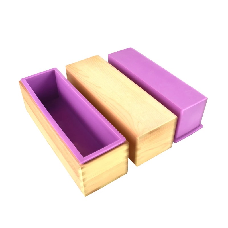 Soap Making Instructions - 柔軟なシリコン製石鹸型 長方形ローフデザイン 木製ボックス付き 石鹸作り用