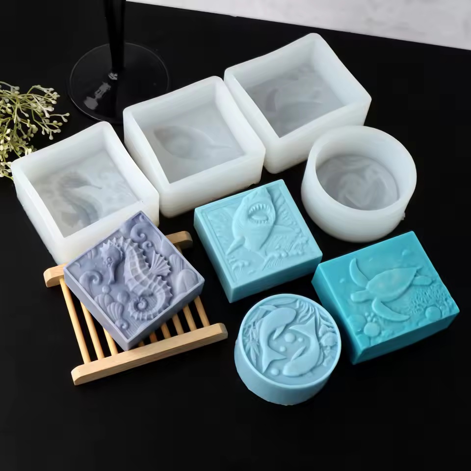 Soap Making Instructions - 3DタツノオトシゴシリコンソープモールドDIYウミガメサメ動物キャンドル樹脂製造ツール手作りアロマソープモールド家の装飾ギフト