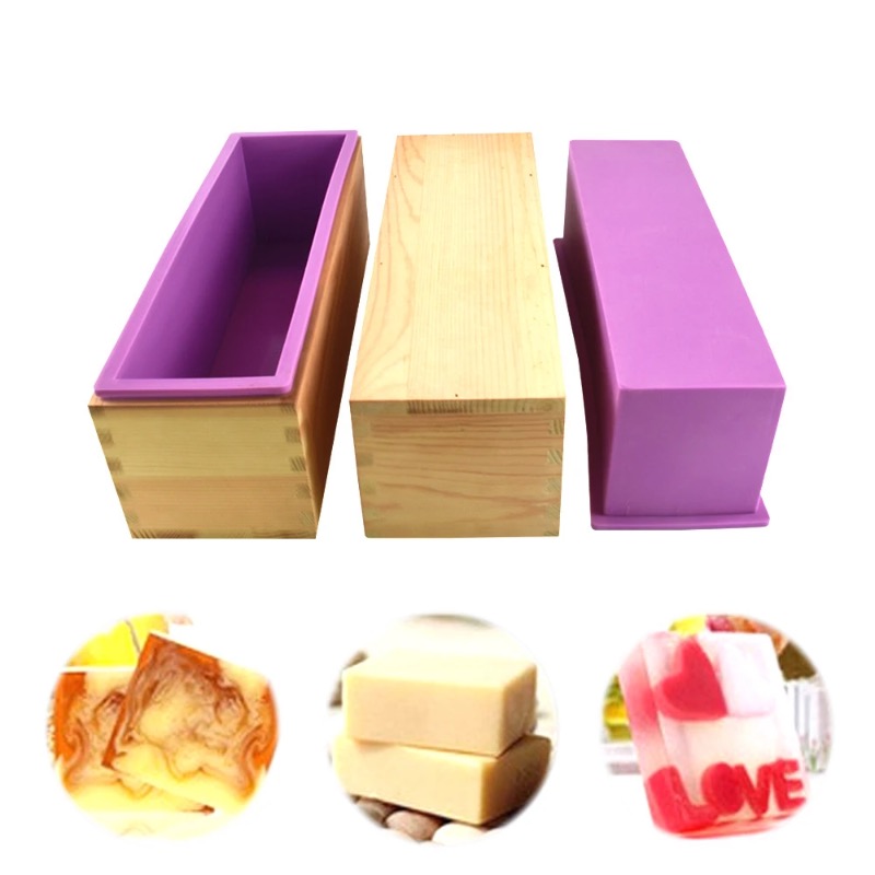 柔軟なシリコン製石鹸型 長方形ローフデザイン 木製ボックス付 - Soap Making Instructions のレビューと価格