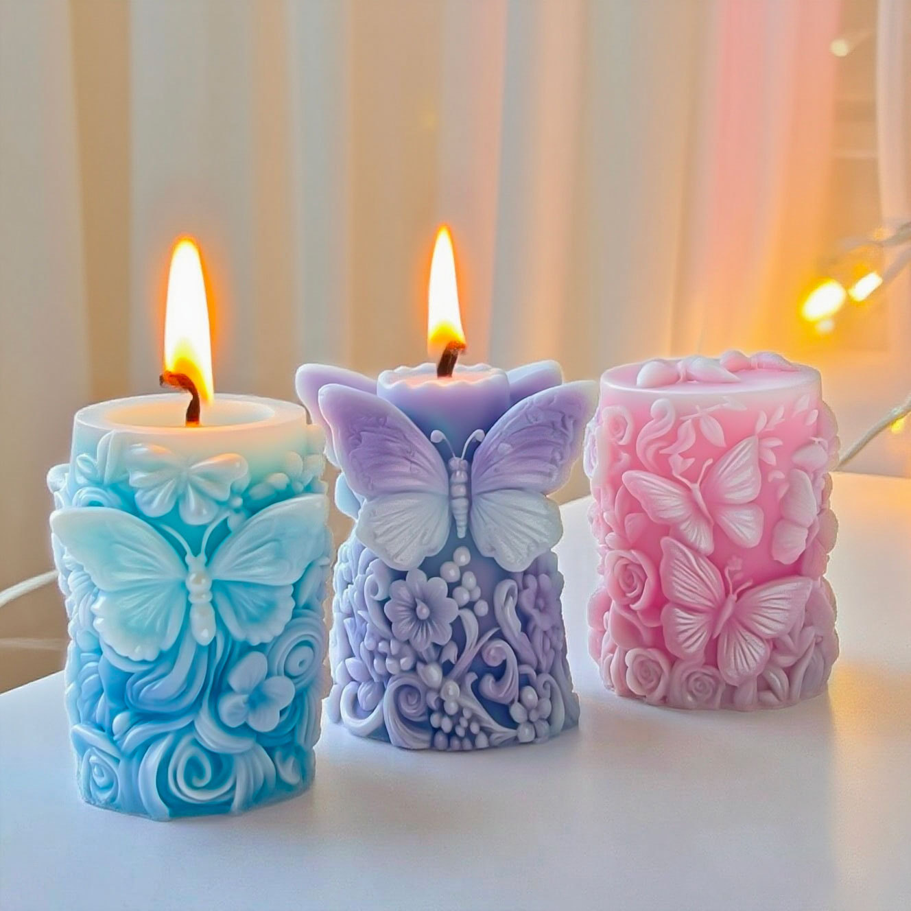 3D蝶の花レリーフ円柱キャンドル型手作り石鹸石膏型樹脂シリコ - Soap Making Instructions のレビューと価格