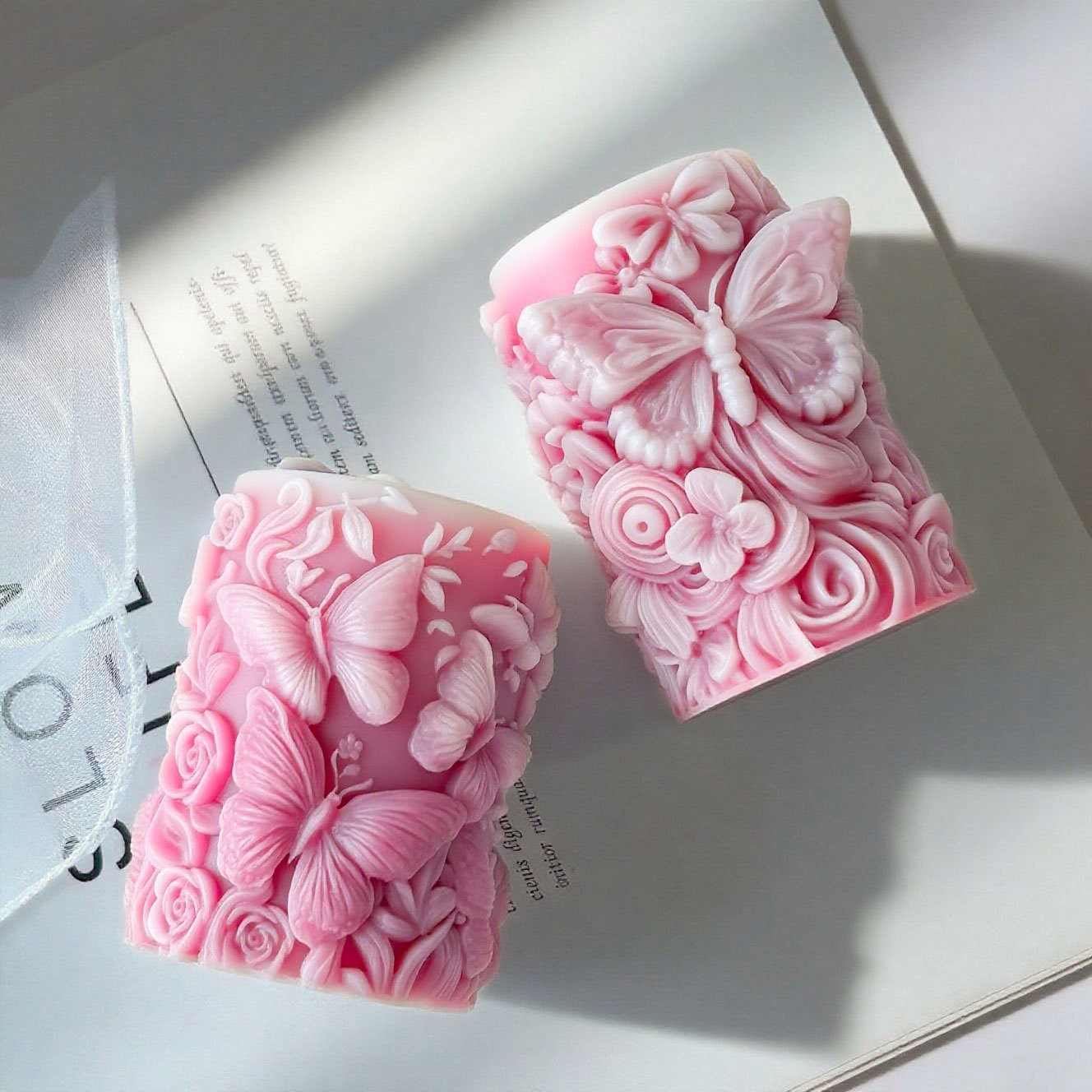 3D蝶の花レリーフ円柱キャンドル型手作り石鹸石膏型樹脂シリコ - Soap Making Instructions のレビューと価格