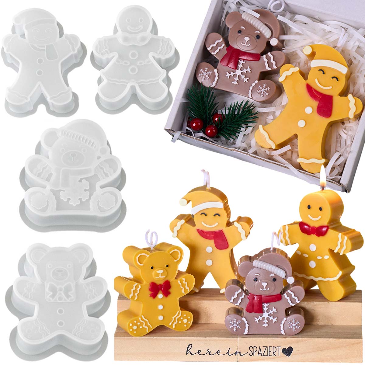ジンジャーブレッドマンベアシリコンキャンドルモールド クリス - Soap Making Gifts のレビューと価格