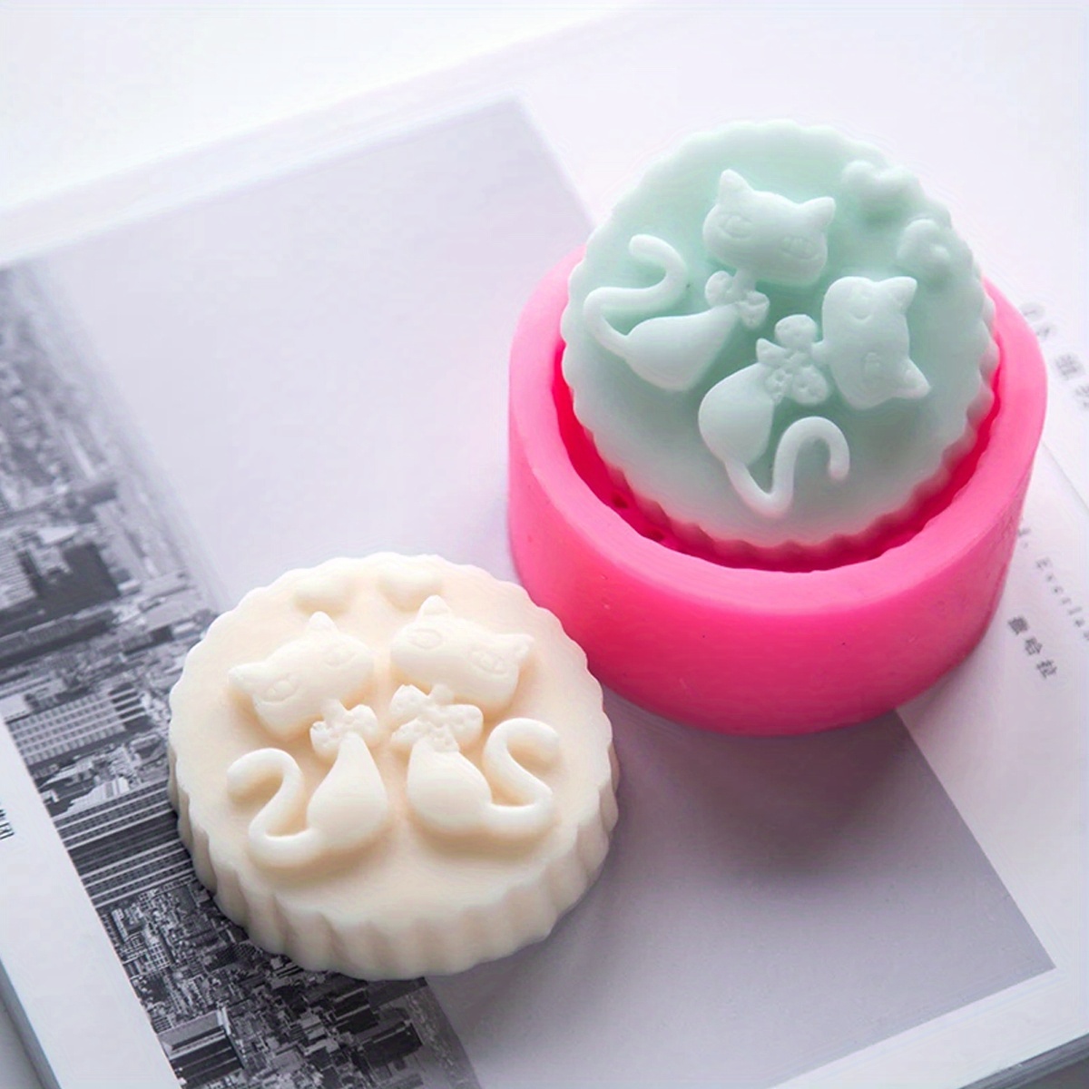 1ピースシリコン製猫型石鹸型 - 丸型DIYキャンドル作成型 - Soap Making Instructions のレビューと価格