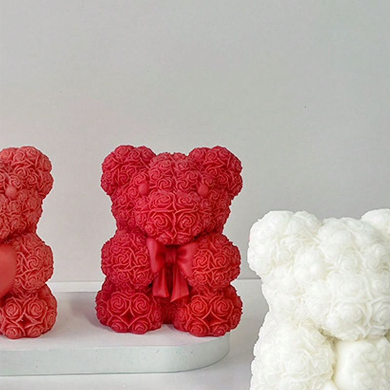 バラの弓の形をしたクマのキャンドルシリコンモールド、バレンタ - Soap Making Gifts のレビューと価格