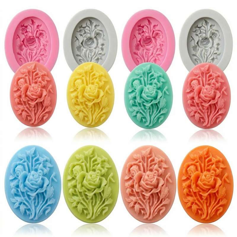 花の形をしたシリコンモールド4個、簡単に型抜きでき、再利用可 - Soap Making Instructions のレビューと価格